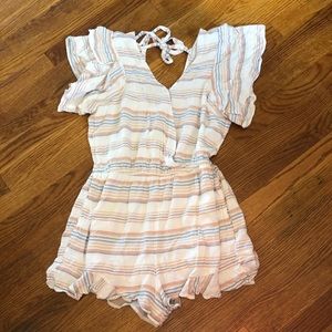 Striped ruffle romper